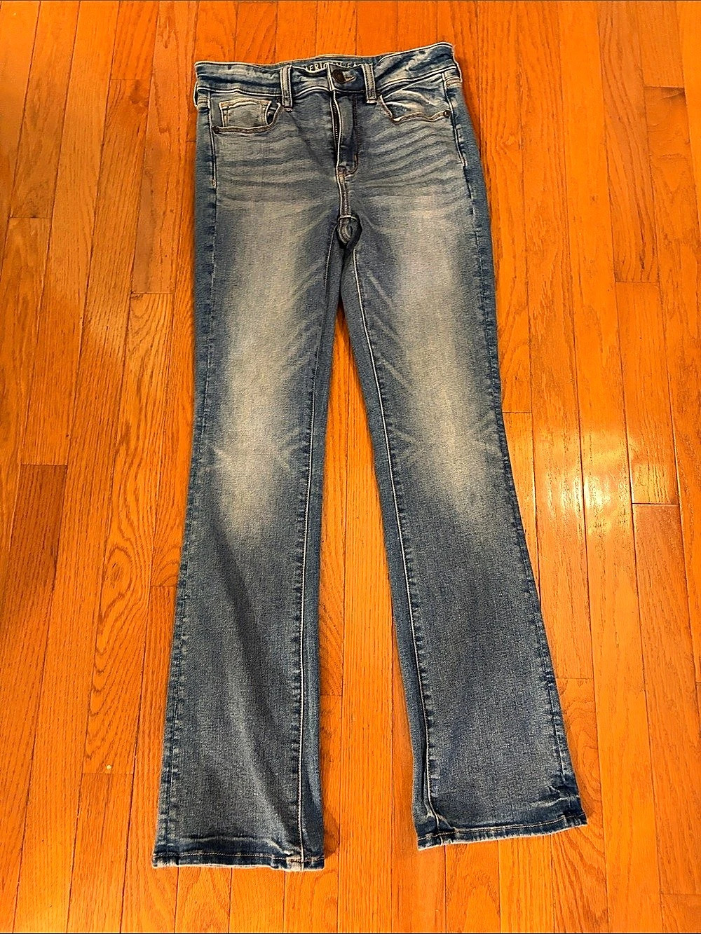 American Eagle Hi-Rise Skinny Kick Blue Size 4 Kick Flare Jeans